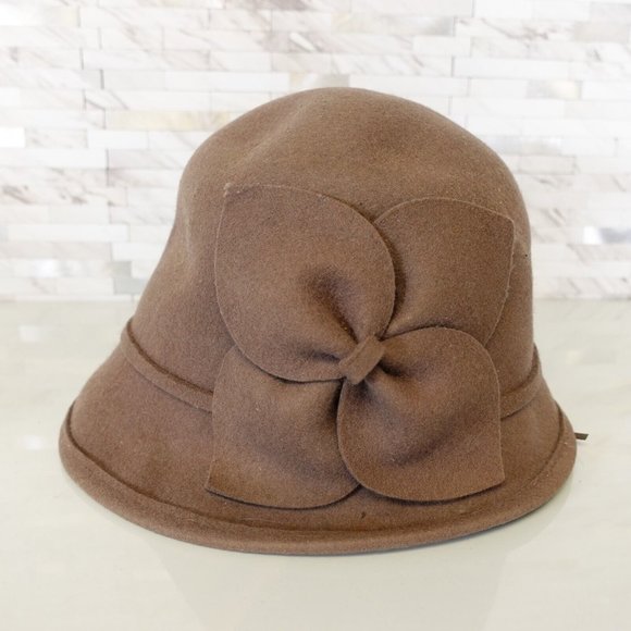 CC Exclusive Hats Women Wool Crushable Felt Cloche Floral Designer Elegant Brown main image 7